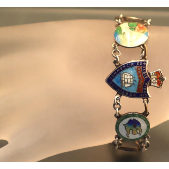 Sterling Enamel Bahamas Bracelet Vintage AMCO - Picture 3 of 10